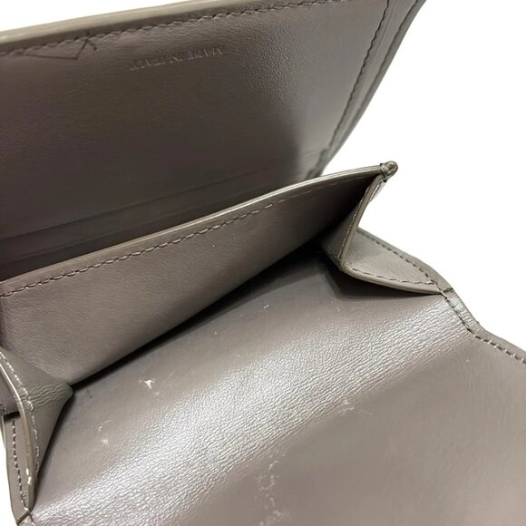 CELINE Small Trifold Wallet - Gray Beige Leather Trifold Wallet 321-081225 - Picture 4 of 5